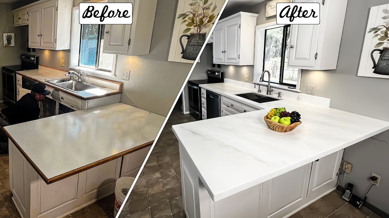 Before and After the installation of new countertop